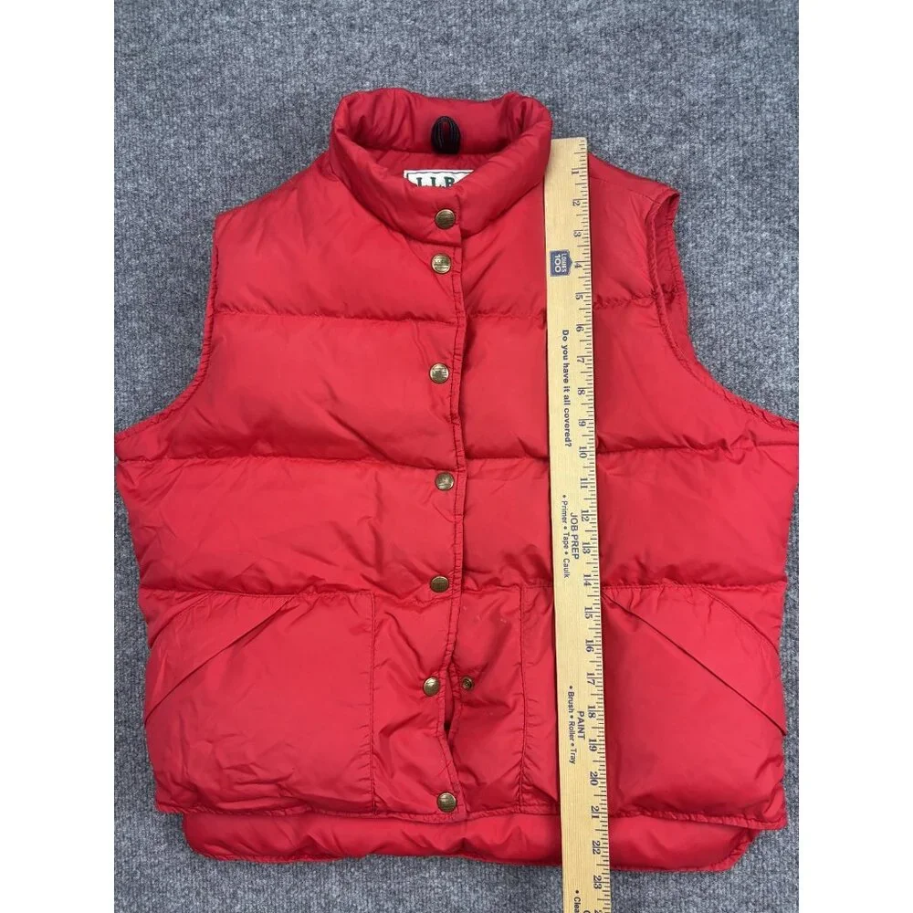 Vintage LL Bean Vest Mens Small Red Nylon Puffer Snap Front Outdoor Hiking‎